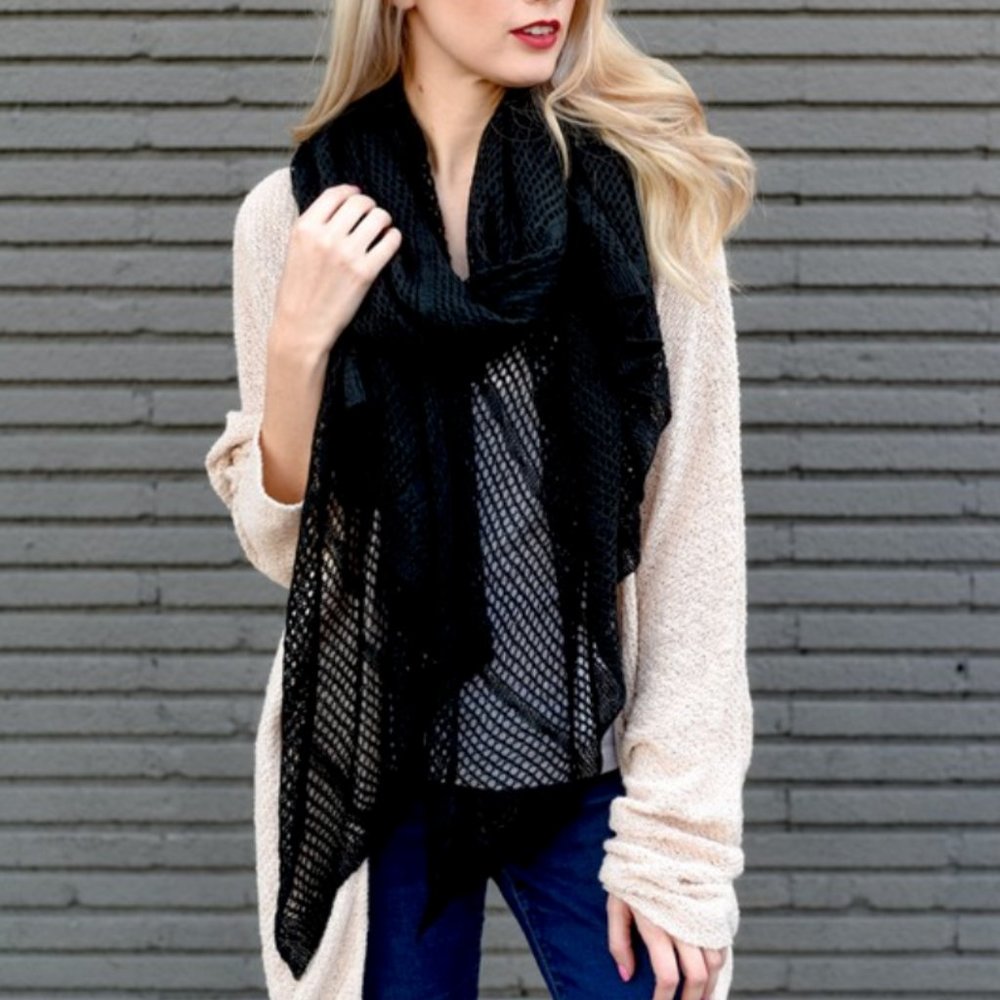 Black Fishnet Lightweight Scarf